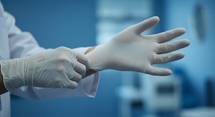 Hands Donning Sterile Gloves in a Medical Setting: A Clinical Image