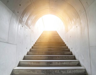 Fototapeta premium Concrete tunnel stairway leads to light (1)