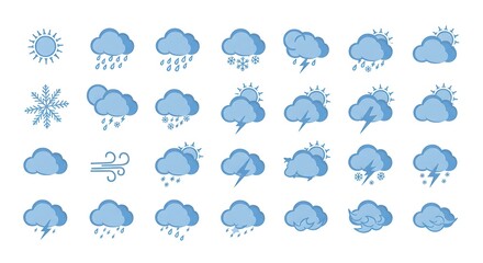 Blue Weather Icons: A Simple, Flat Design Collection