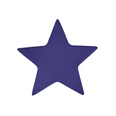 Obraz premium A single, flat, irregular five-pointed star of deep indigo recycled paper with fibrous texture, isolated on a transparent background with soft shadow and diffused studio lighting, concept of childhood