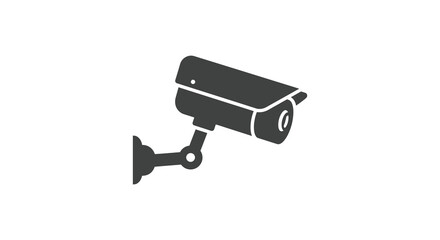 A simple black and white icon depicting a security surveillance camera