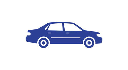 Simple blue silhouette illustration of a standard four door passenger vehicle