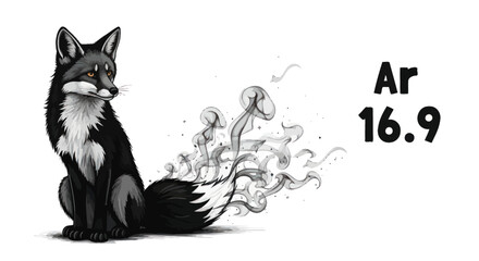 Fox with tail turning into smoke, alongside 'Ar' and '16.9' in bold text