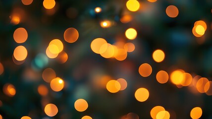 Warm Yellow Bokeh Light Spots Dreamy Background: Romantic Visual Elements for Wedding, Festival Decorations and Poster Designs