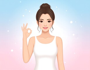 Smiling woman giving okay sign