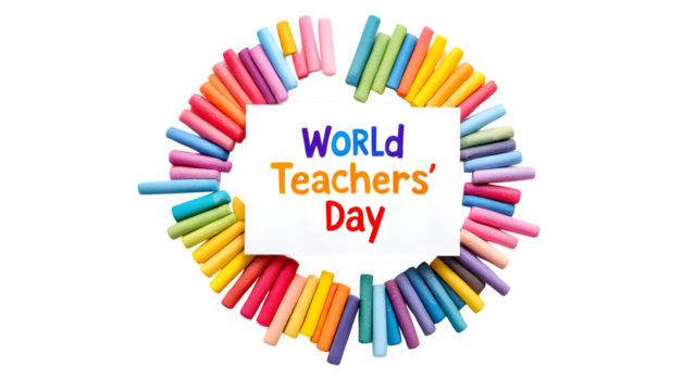 World Teachers Day Chalk Circle, isolated on transparent background