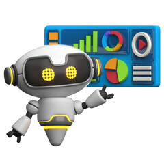 Robot doing Presentation 3D Illustration