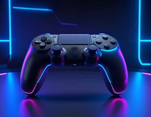 Futuristic gaming controller with neon lighting