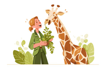 Girl feeding a giraffe leafy greens at a zoo or sanctuary.