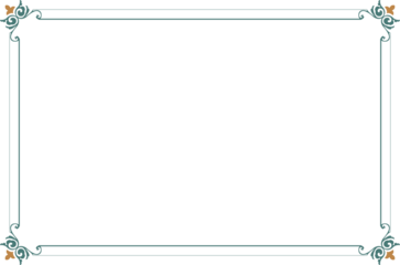 Elements of ornate vintage frames. Border gold and green lines isolated swirls motifs. Design print for greeting cards, wedding invitations, restaurant menu, royal certificates. Set 991
