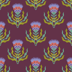 Colorful Stylized Floral Seamless Pattern