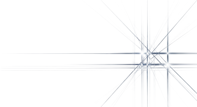 Ethereal deep indigo light trails form intricate intersecting lines with sharp edges on white background, copy space concept of digital networks and analytical precision