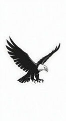 Obraz premium Eagle in Flight Silhouette Against White Background