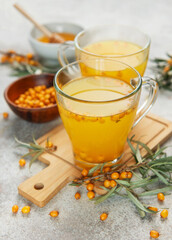 Sea buckthorn hot drink with honey promoting wellness