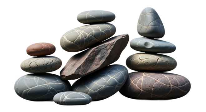 Stacked Smooth River Stones in Neutral Colors Artistic Composition
