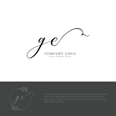 ge initial letter handwriting signature and botanical logo