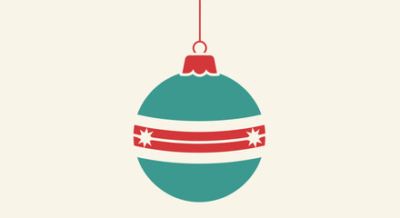 Minimalist Christmas Ornament Vector Illustration with Stars and Stripe Decorations