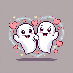 Fototapeta premium happy Ghost couple with heart