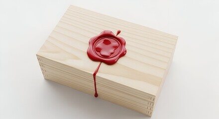 Sealed wooden box with red wax seal symbolizing security, trust, and authenticity for important documents or gifts
