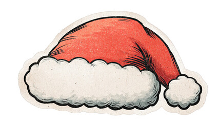 Retro Vintage Santa's Hat Sticker Illustration for Christmas