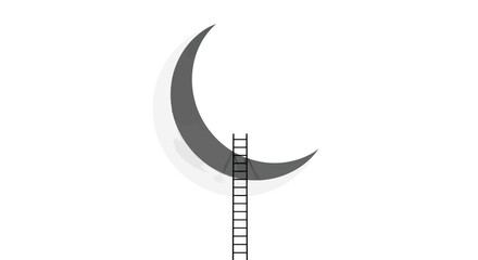 Conceptual illustration of a ladder reaching for the moon symbolizing ambition and aspirations