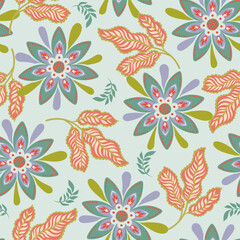 Decorative Pastel Floral Seamless Pattern