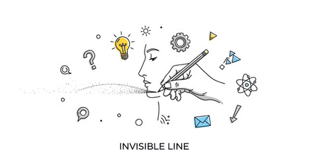 Creative visualization manifesting ideas from thought with illustration techniques and concept