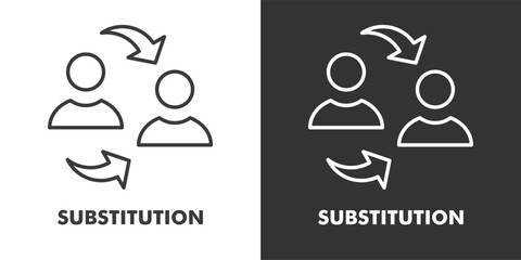 Substitution Icon Filled Outline Vector Illustration in Black and White