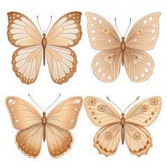 set of brown butterflies
