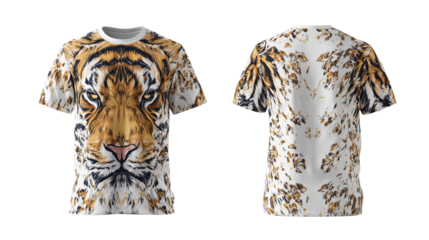 Tiger pattern T-shirt front and back