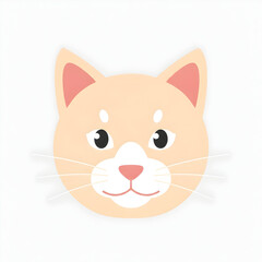 Obraz premium Cute Cat Face Illustration on White Background for Design