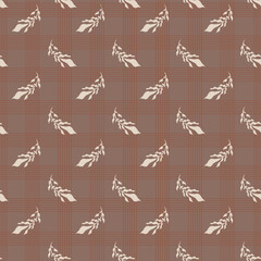 Retro Plaid With Botanical Sprigs