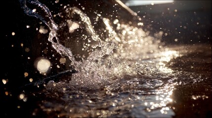 Water splashing in sunny pool