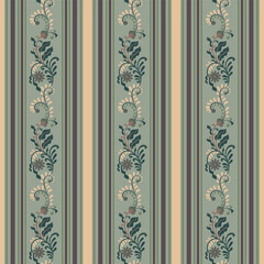 Botanical Striped Green Vintage Design