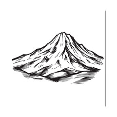Black and White Mountain Illustration Image in Minimalist Line Art Style, Clean and Elegant Design