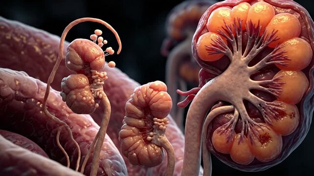 Adrenal Gland Close Up Anatomy Healthy Body Illustration
