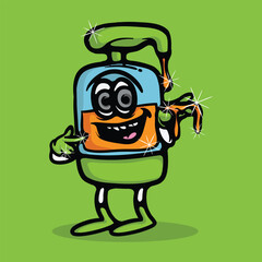 Hand sanitizer character Cartoon Vector Illustration