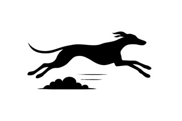 Obraz premium Black running dog silhouette isolated on a white background perfect for design projects