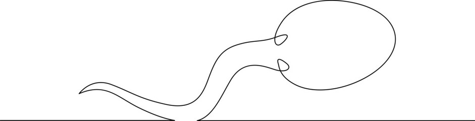 Continuous one line drawing spermatozoon .Line art.One continuous line isolated illustration.Not AI.