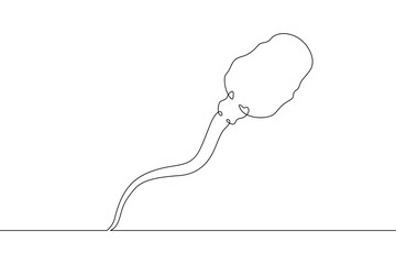 Continuous one line drawing spermatozoon .Line art.One continuous line isolated illustration.Not AI.