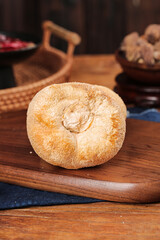 Fresh Monkey Head Mushroom on Wooden Cutting Board - Edible Nutritious Fungi for Cooking