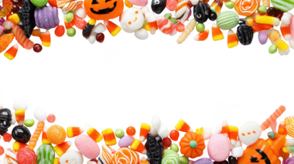 Halloween Candy Sweets Chocolate Border Frame on Transparent Background