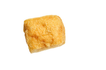 Deep Fried Tofu Puff Bean Curd Golden Crispy Asian Food Ingredient on White Background