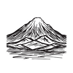 Black and White Mountain Illustration Image in Minimalist Line Art Style, Clean and Elegant Design