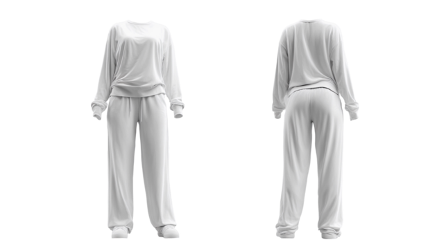 Pajamas women model front and back transparent background