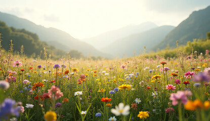 Fototapeta premium Blooming Wildflower Meadow