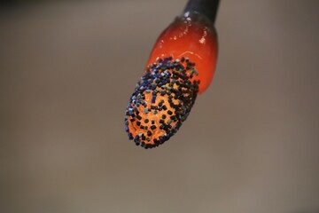 Molten, glowing glass 