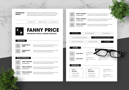 Black And White Resume