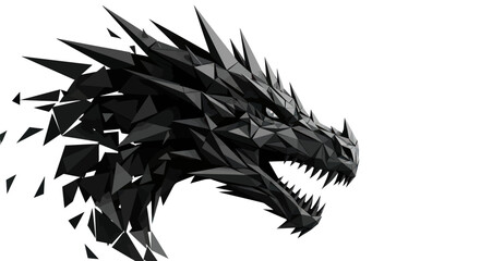 Geometric polygonal dragon head with sharp angles for a modern mythical aesthetic