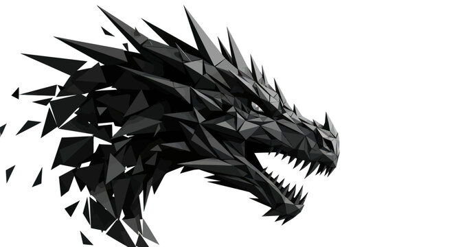Geometric polygonal dragon head with sharp angles for a modern mythical aesthetic